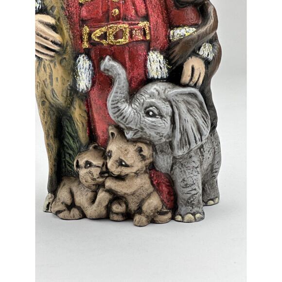 Christmas Santa Claus With Noah Arc Animals‎ Ceramic Signed - Picture 3 of 5